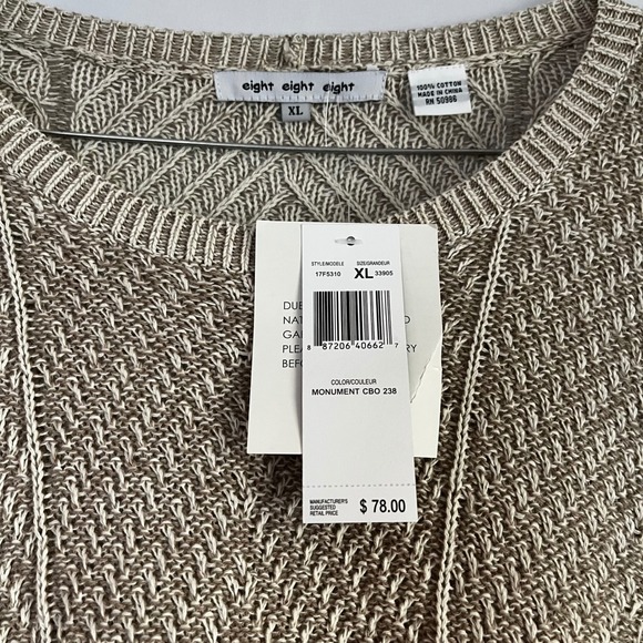 eight eight eight Women's Beige Textured Knit Cotton Sweater XL - Picture 2 of 7